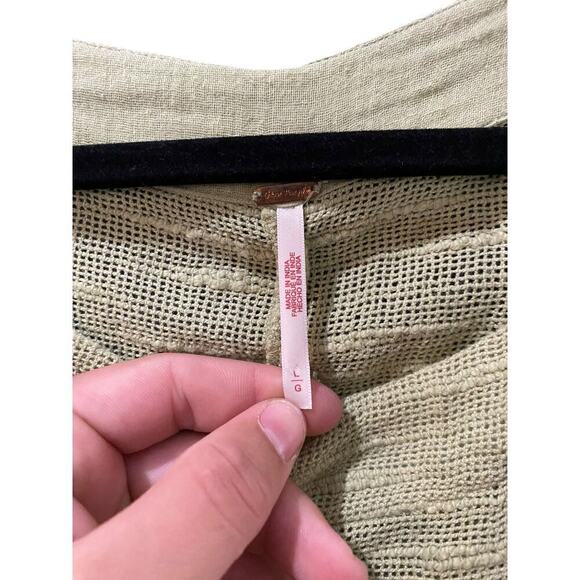 Free People Green Oversized Long Balloon Sleeves Blouse Top Size Large - Picture 2 of 4